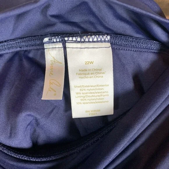 Anne Cole Rock Banded‎ Swim Skirt Women's Plus 22W Navy Blue Nylon Stretch S9434 - Picture 8 of 9